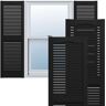 Edge 14.5 in. W x 46 in. H TailorMade Cathedral Top Center Mullion Open Louver Vinyl Shutters Pair in Black