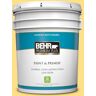 BEHR PREMIUM PLUS 5 gal. #330B-5 Yellow Corn Satin Enamel Low Odor Interior Paint & Primer