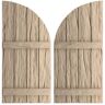 Ekena Millwork 22 in. x 40 in. Polyurethane Riverwood Four Board Join.ed Board-n-Batten Quarter Arch Top Shutters Primed Tan