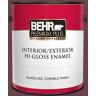 BEHR PREMIUM PLUS 1 gal. #110D-7 Vin Rouge Hi-Gloss Enamel Interior/Exterior Paint