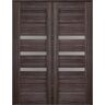 Belldinni Dora 48 in. x 80 in. Both Active 3-Lite Frosted Glass Gray Oak Finished Wood Composite Double Prehung French Door