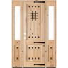 Krosswood Doors 60 in. x 96 in. Mediterranean Alder Sq-Top Clear Low-E Unfinished Wood Right-Hand Prehung Front Door with Half Sidelites