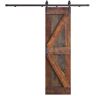 COAST SEQUOIA INC K Series 24 in. x 84 in. Aged Barrel/Dark Walnut Knotty Pine Wood Sliding Barn Door with Hardware Kit