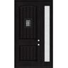 Steves & Sons Regency 51 in. x 96 in. 2P Plank Cavalier Speakeasy LHIS Onyx Stain Fiberglass Prehung Front Door w/12in. Rain SL