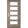 Krosswood Doors ASCEND Modern 36 in. x 80 in. 5-Lite Right-Hand/Inswing Clear Glass Oiled Leather Stain Fiberglass Prehung Front Door