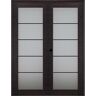 Belldinni Avanti 5-Lite Frosted Glass 60 in.x 92.5 in. Right Hand Active Black Apricot Composite Wood Double Prehung French Door