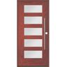 Krosswood Doors Modern Faux Pivot 36 in. x 80 in. 5 Lite Left-Hand/Inswing Satin Glass Redwood Stain Fiberglass Prehung Front Door