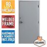 Armor Door 36 in. x 84 in. Fire-Rated Gray Left-Hand Flush Steel Prehung Commercial Door with Welded Frame, Deadlock and Hardware