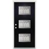 MP Doors 36 in. x 80 in. Right-Hand Inswing 3-Lite Vintage Glass Finished Black Fiberglass Prehung Front Door