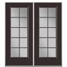 Masonite 72 in. x 80 in. Willow Wood Fiberglass Prehung Right-Hand Inswing 10-Lite Clear Glass Patio Door without Brickmold