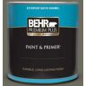 BEHR PREMIUM PLUS 1 qt. #N370-6 Gladiator Gray Satin Enamel Exterior Paint & Primer