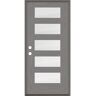 Krosswood Doors ASCEND Modern 36 in. x 80 in. Right-Hand/Inswing 5-Lite Satin Glass Malibu Grey Stain Fiberglass Prehung Front Door