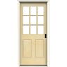 JELD-WEN 30 in. x 80 in. 9-Lite Unfinished Wood Prehung Left-Hand Inswing Entry Door with Primed AuraLast Jamb and Brickmold