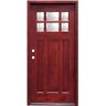 Pacific Entries 36 in. x 80 in. Craftsman 6 Lite Stained Mahogany Wood Prehung Front Door