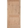 Masonite 40 in. x 84 in. Knotty Alder Veneer 2-Panel Plank V-Groove Solid Wood Interior Barn Door Slab