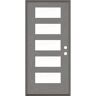 Krosswood Doors ASCEND Modern 36 in. x 80 in. 5-Lite Left-Hand/Inswing Clear Glass Malibu Grey Stain Fiberglass Prehung Front Door