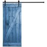 AIOPOP HOME Z-Bar Serie 36 in. x 84 in. Navy Blue Stained Knotty Pine Wood DIY Sliding Barn Door with Hardware Kit