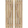 Ekena Millwork 15-1/2 in. W x 31 in. H Americraft 4 Board Exterior Real Wood Spaced Board and Batten Shutters w/Z-Bar Unfinished