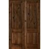 Krosswood Doors Rustic Knotty Alder 56 in. x 96 in. 2-Panel Universal/Reversible Provincial Stain Wood Double Prehung Interior Door
