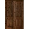 Krosswood Doors Rustic Knotty Alder 60 in. x 96 in. 2-Panel Right-Handed Provincial Stain Square Top Wood Double Prehung Interior Door