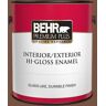 BEHR PREMIUM PLUS 1 gal. #240F-7 Root Beer Hi-Gloss Enamel Interior/Exterior Paint