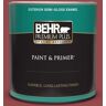 BEHR PREMIUM PLUS 1 qt. #M140-6 Circus Red Semi-Gloss Enamel Exterior Paint & Primer