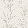 Laura Ashley Pussy Willow Off White and Steel Unpasted Removable Strippable Wallpaper