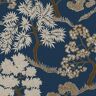Trees Dark Blue and Gold Metallic Non-Pasted Vinyl Wallpaper