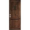 Krosswood Doors 48 in. x 96 in. Mediterranean Knotty Alder Sq. Top Red Mahogony Stain Right-Hand Inswing Wood Single Prehung Front Door