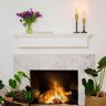 Barton 48 in Floating Vintage Wood Fireplace Mantel Cap Wall Shelf Beam Easy Mount White