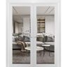 Sartodoors 56 in. x 84 in. Universal Handling Solid Wood Frosted Glass White Finished Pine Wood Interior Door Slab