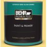 BEHR PREMIUM PLUS 1 qt. #390B-5 Bee Pollen Semi-Gloss Enamel Exterior Paint & Primer