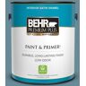 BEHR PREMIUM PLUS 1 gal. #BIC-22 Relaxed Blue Satin Enamel Low Odor Interior Paint & Primer