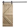AIOPOP HOME 42 in. x 84 in. Modern K-Bar Series Mother Nature Unfinished Knotty Pine Wood DIY Sliding Barn Door with Hardware Kit