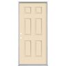 Masonite 36 in. x 80 in. 6-Panel Golden Haystack Right-Hand Inswing Painted Smooth Fiberglass Prehung Front Door, Vinyl Frame