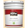 BEHR PREMIUM PLUS 5 gal. #BIC-28 Butter Creme Flat Low Odor Interior Paint & Primer