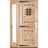 Krosswood Doors 46 in. x 80 in. Mediterranean Alder Sq Clear Low-E Unfinished Wood Left-Hand Prehung Front Door with Left Full Sidelite