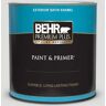 BEHR PREMIUM PLUS 1 qt. #MQ3-55 White Lie Satin Enamel Exterior Paint & Primer