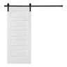 AIOPOP HOME Modern 5-Panel Designed 96 in. x 30 in. MDF Panel White Painted Sliding Barn Door with Hardware Kit