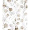 Flora Collection Silver Eucalyptus Leaf Trail Matte Finish Non-pasted Vinyl on Non-woven Wallpaper Roll