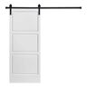 AIOPOP HOME Modern 3-Panel Designed 96 in. x 42 in. MDF Panel White Painted Sliding Barn Door with Hardware Kit