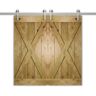 Urban Woodcraft 40 in. x 83 in. BOLZANO Wood Double Barn Door with Sliding Barn Door Hardware Kit