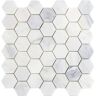 EMSER TILE Winter Frost Hexagon Mix 12 in. x 12 in. x 10 mm Marble Mosaic Tile (0.98 sq. ft.)