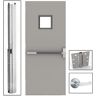 LIF Industries, Inc 36 in. x 84 in. Gray Flush Exit with 10 in. x 10 in. VL Left-Hand Fireproof Steel Commercial Door with Knockdown Frame