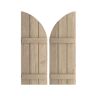 Ekena Millwork 16-1/2 in. x 70 in. Polyurethane Rough Sawn 3-Board Joined Board-n-Batten Quarter Arch Top Shutters Primed Tan