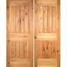 Krosswood Doors 72 in. x 96 in. Rustic Knotty Alder Common Arch Unfinished /V-Groove Left-Hand Inswing Wood Double Prehung Front Door