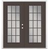 Masonite 72 in. x 80 in. Willow Wood Steel Prehung Left-Hand Inswing 15-Lite Clear Glass Patio Door in Vinyl Frame with Brickmold