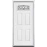 Masonite 36 in. x 80 in. Halifax Camber Fan Right-Hand Primed White Smooth Fiberglass Prehung Front Door w/ Brickmold,Vinyl Frame