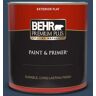 BEHR PREMIUM PLUS 1 qt. #MQ5-54 Compass Blue Flat Exterior Paint & Primer