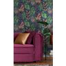 Walls Republic Navy & Pink Aralia Leaves Metallic Textured Botanical Wallpaper with Non-Woven Material Covered 57 Sq. ft Double Roll